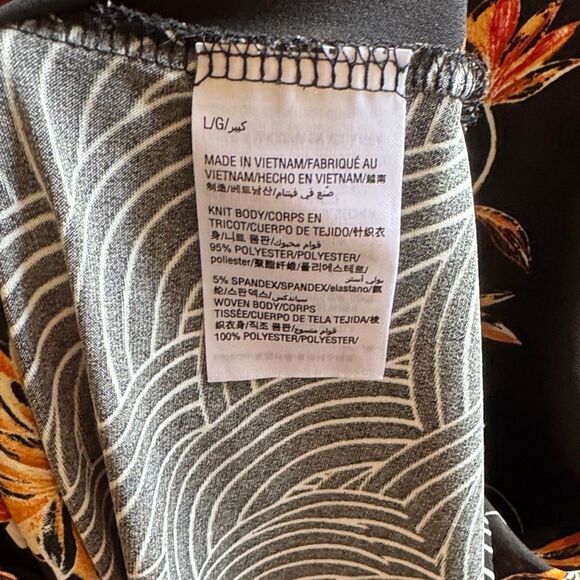 Alfani Black Blouse with Red and Orange Floral Design - Picture 6 of 6